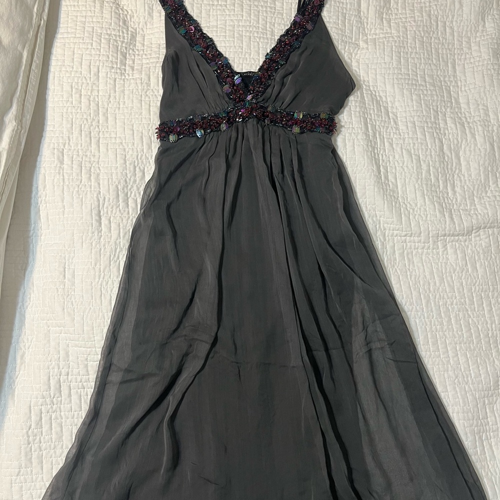 Elegant Gray Beaded Dress